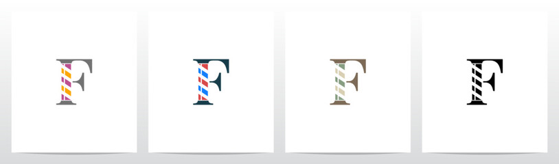 Barber Shop Sign on Letter Initial Logo Design F