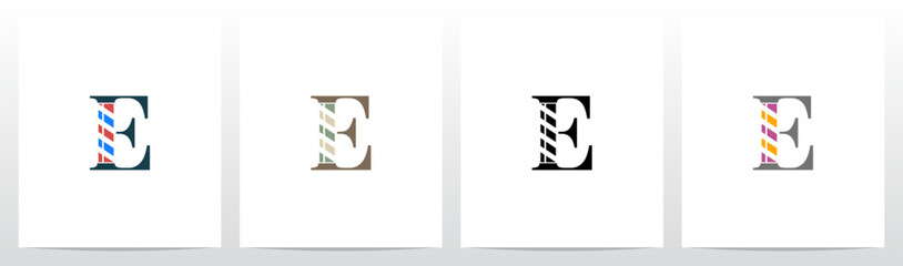 Barber Shop Sign on Letter Initial Logo Design E