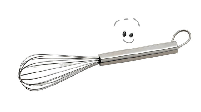 stainless steel whisk isolated on white background