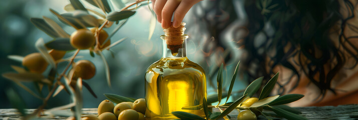 Haircare with Nature: Harnessing the Power of Olive Oil for Healthy Locks - obrazy, fototapety, plakaty