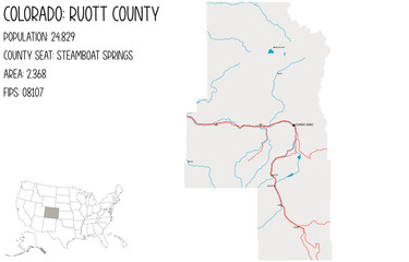 Large and detailed map of Ruott County in Colorado, USA.