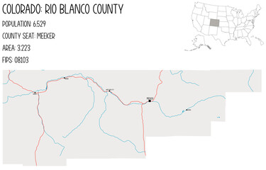 Large and detailed map of Rio Blanco County in Colorado, USA.