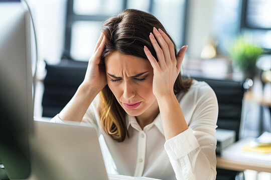 Stress At Workplace In Office. Business Headache