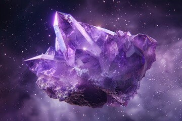 Obraz premium Beautiful purple crystal in space