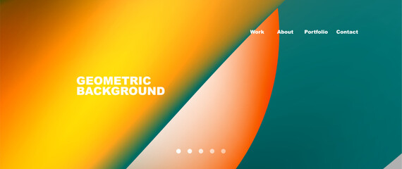 The geometric background features a gradient of orange and green colors, resembling a closeup view of an astronomical object. It would be perfect for a brand logo or graphics design