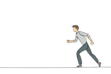Single continuous line drawing businessman leisurely strolling. Habit to get rid of nervousness. Nervous when meeting a big client. Light exercise for health. One line design vector illustration