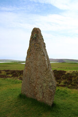 Single monolith from Ring of Brodgar, an henge with a circular stone setting in Orkney, Mainland,...