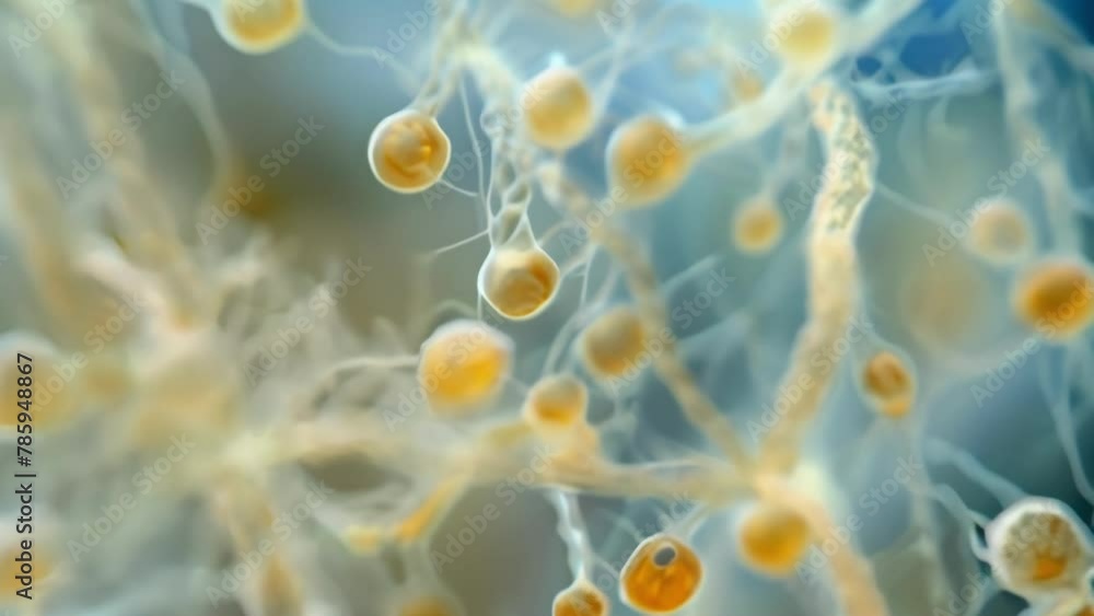 Poster a of nematodes gathered around a fungal hyphae using their powerful sense of smell to detect and fee