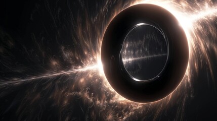 A symbolic image of a beam of light piercing through a black hole, signifying the potential of light to overcome even the strongest gravitational forces. 
