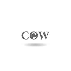 Cow head Icon with the word cow shadow