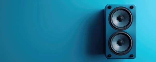 orange speaker with a contrasting deep teal backdrop highlights modern sound technology and design. - obrazy, fototapety, plakaty