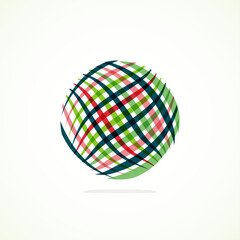 A stylish fashion accessory featuring a colorful plaid pattern in tints and shades of electric blue and magenta, creating symmetry in circles and rectangles on a white background
