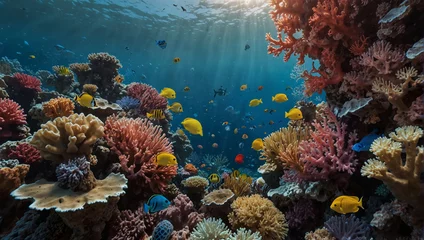 Rolgordijnen coral reef with fish © Ameerhamza