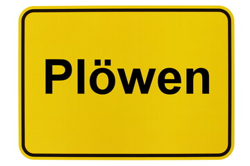 Illustration eines Ortsschildes der Gemeinde Plöwen in Mecklenburg-Vorpommern