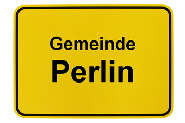 Illustration eines Ortsschildes der Gemeinde Perlin in Mecklenburg-Vorpommern