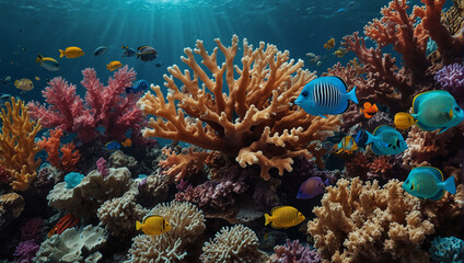 Fototapeta na wymiar coral reef in the red