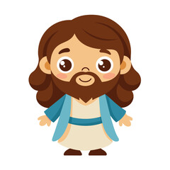 Cartoon representation of a religious figure Jesus Christ, Inspirational character vector cartoon illustration.