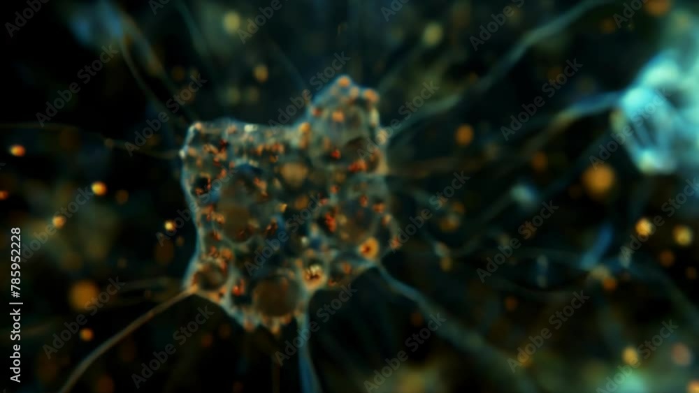 Poster a microscopic view of a ciliates nervous system with an intricately connected network of nerve fiber