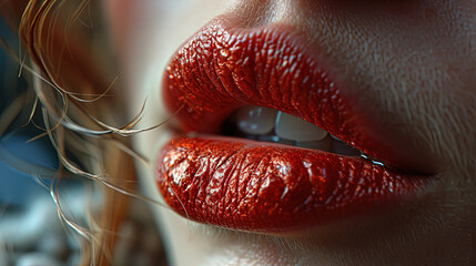 Gorgeous Women Red Lips With Red Lipstick