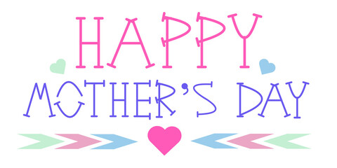 happy mother day with pastel colors letter line