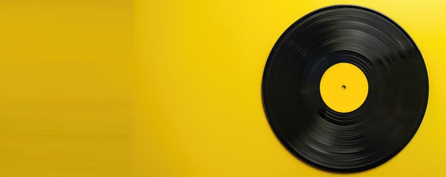 classic vinyl record against a solid bright yellow background, evoking a retro yet modern feel.