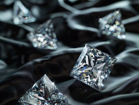 Diamond April Birthstone Gem Gemstone Princess Round Solitaire Loose Stone Jewel Crystal Background Image