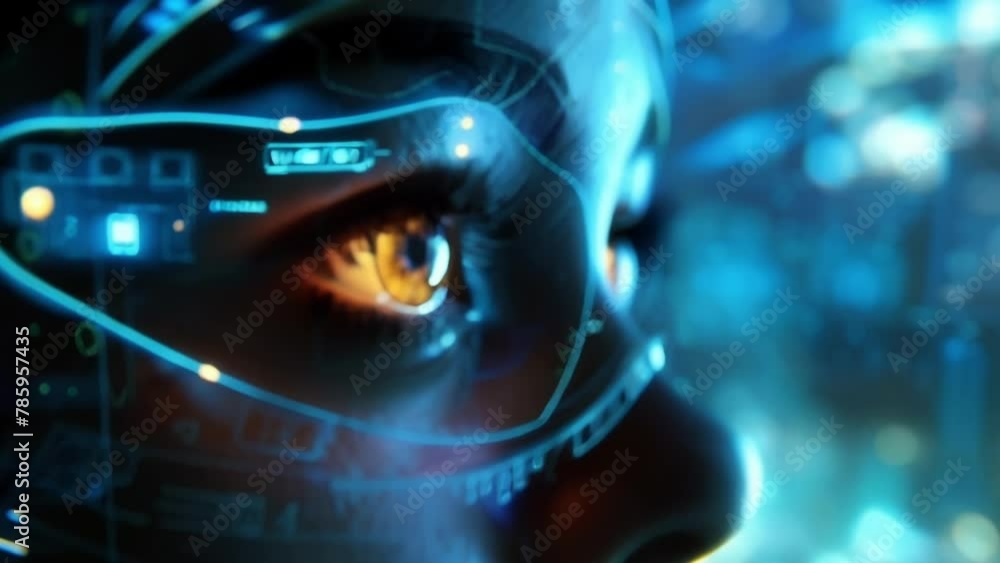 Poster a closeup of a persons face as they concentrate on a virtual reality game that targets memory and at