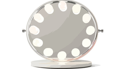 Mirror in frame with bulb lights. Makeup mirror vector