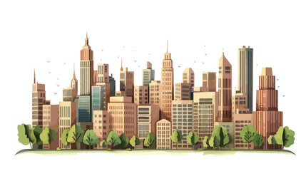 Modern city town cardboard landscape. Paper color sty