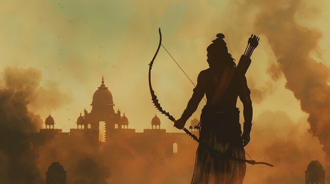 DUSSEHRA- abstract illustration of dussehra,Rama Navami.illustratioin