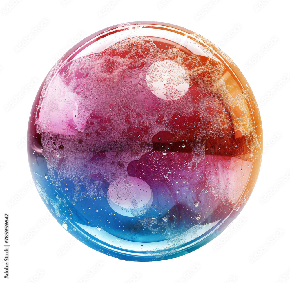 Poster abstract colorful bubble planet isolated on transparent background