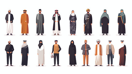 Muslim Arab business people isolated collection. Vector