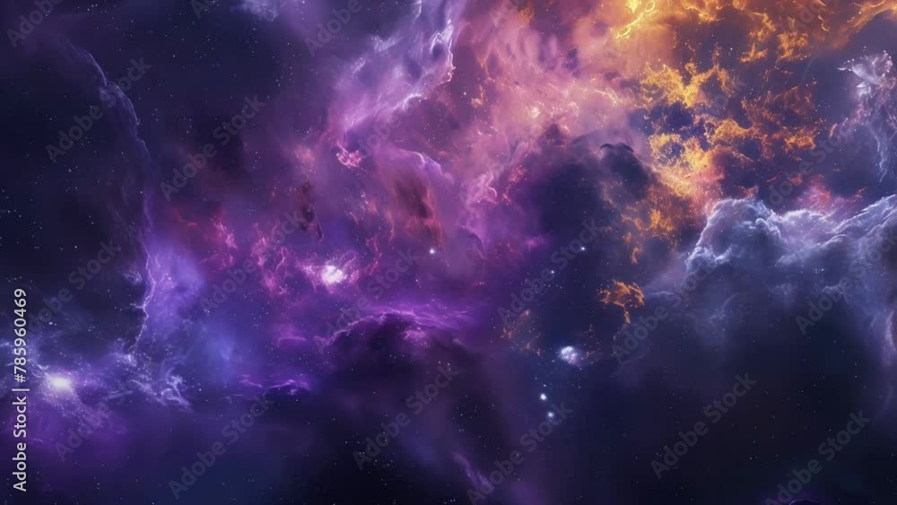 Poster a mesmerizing contrast of colorful nebulas against a dark and infinite void.