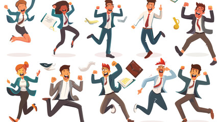 Office workers poses infographic vector illustration
