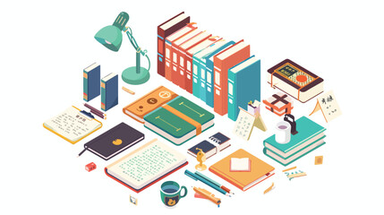 Online language courses isometric vector