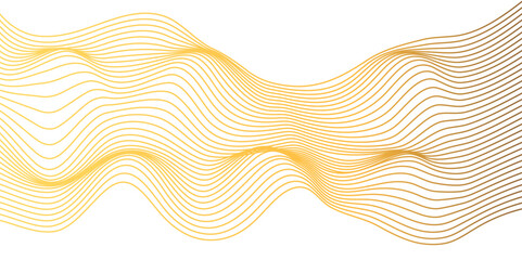 Vector abstract golden wavy, curve and ocean flowing dynamic lines isolated on transparent background. wavy ocean curve lines background. Design for banner, flyer, cover, technology, science, brochure