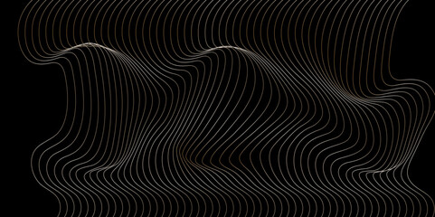 Vector wavy grey gradient lines pattern curve flowing dynamic isolated on black background for concept of technology, ocean, cover, banner, digital, communication, science, music.