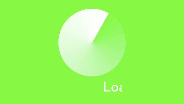 Loading cut circle icon animation on chroma key. Clip on green screen with text
