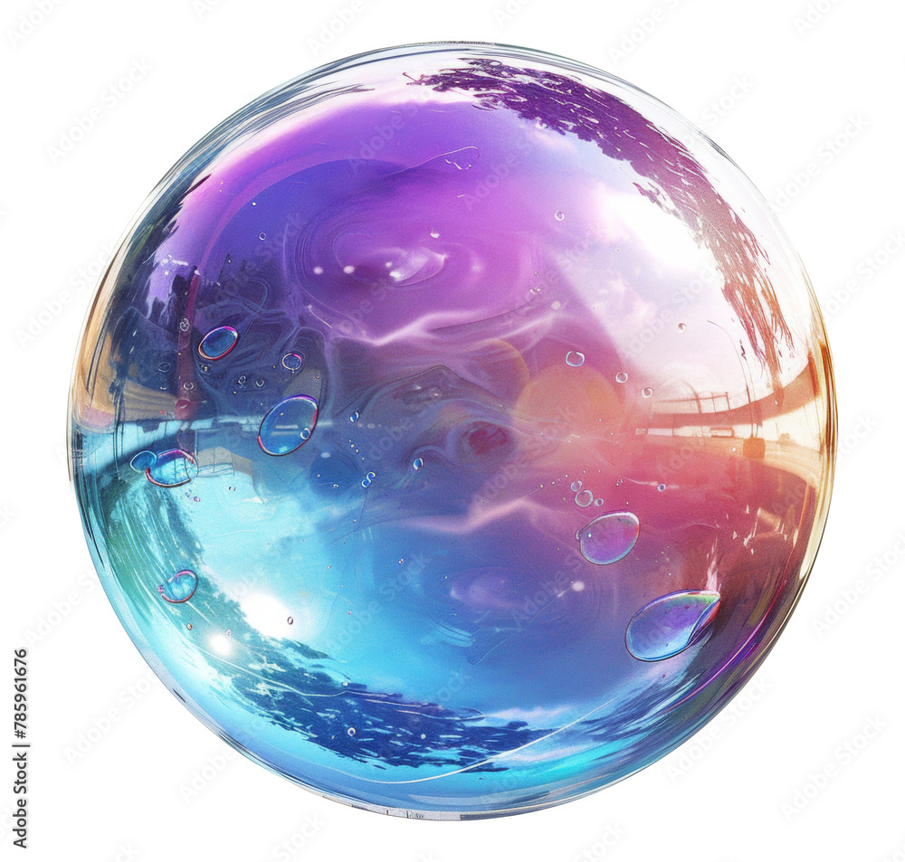 Poster abstract colorful bubble planet isolated on transparent background