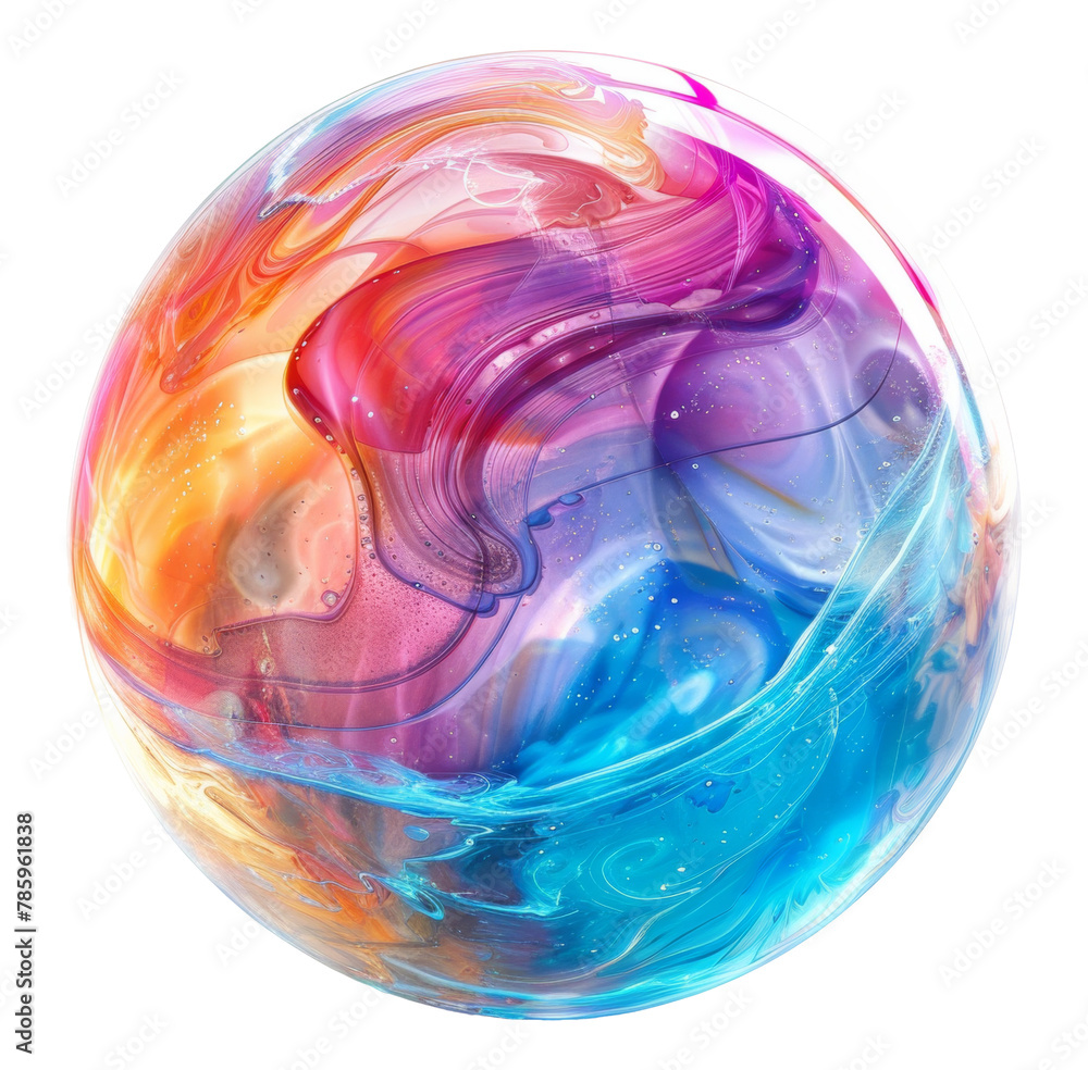 Poster abstract colorful bubble planet isolated on transparent background
