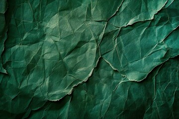 Crumpled green paper background,  Copy space,  Toned