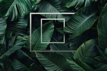 Creative layout made of tropical leaves,  Flat lay,  Nature concept - obrazy, fototapety, plakaty