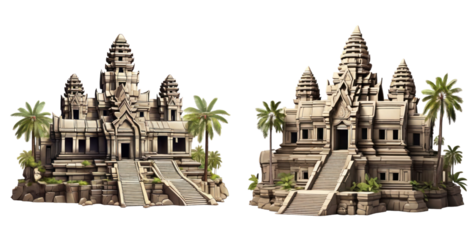 set of angkor wat isolated on transparent background