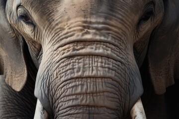 Fototapeta premium Close-up of an African Elephant's Face Showing Detailed Texture