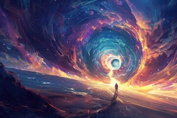 Mystical portal in the universe. Fantasy landscape background
