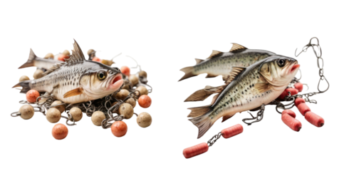 set of bait isolated on transparent background