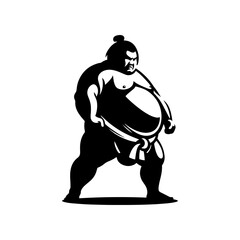 Gentle Giants: Black Vector Silhouette of Sumo Wrestlers, Emblematic of Strength and Tradition- Sumo Wrestler black vector stock.