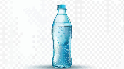 Plastic bottle with mineral water on alpha transparen