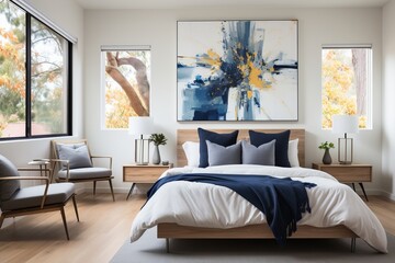 Navy and White Bedroom