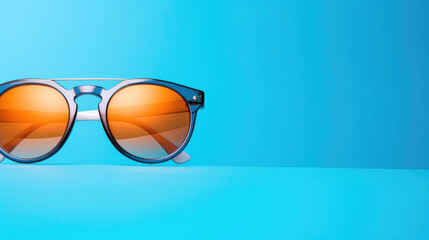 Stylish Sunglasses on Vibrant Blue Background